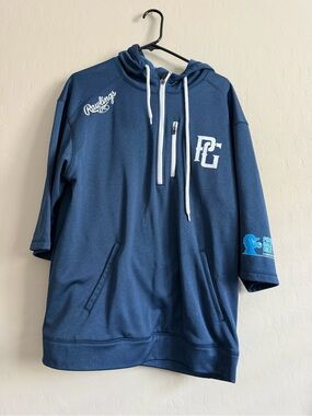 Rawlings Navy Short-Sleeve Zip Hoodie with White Accents